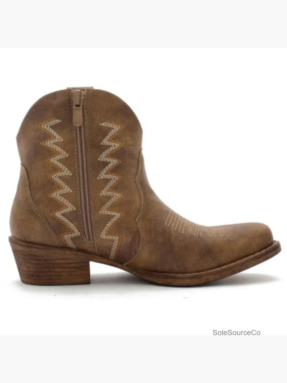Tapered Square Toe Cowgirl Booties with Side Zipper